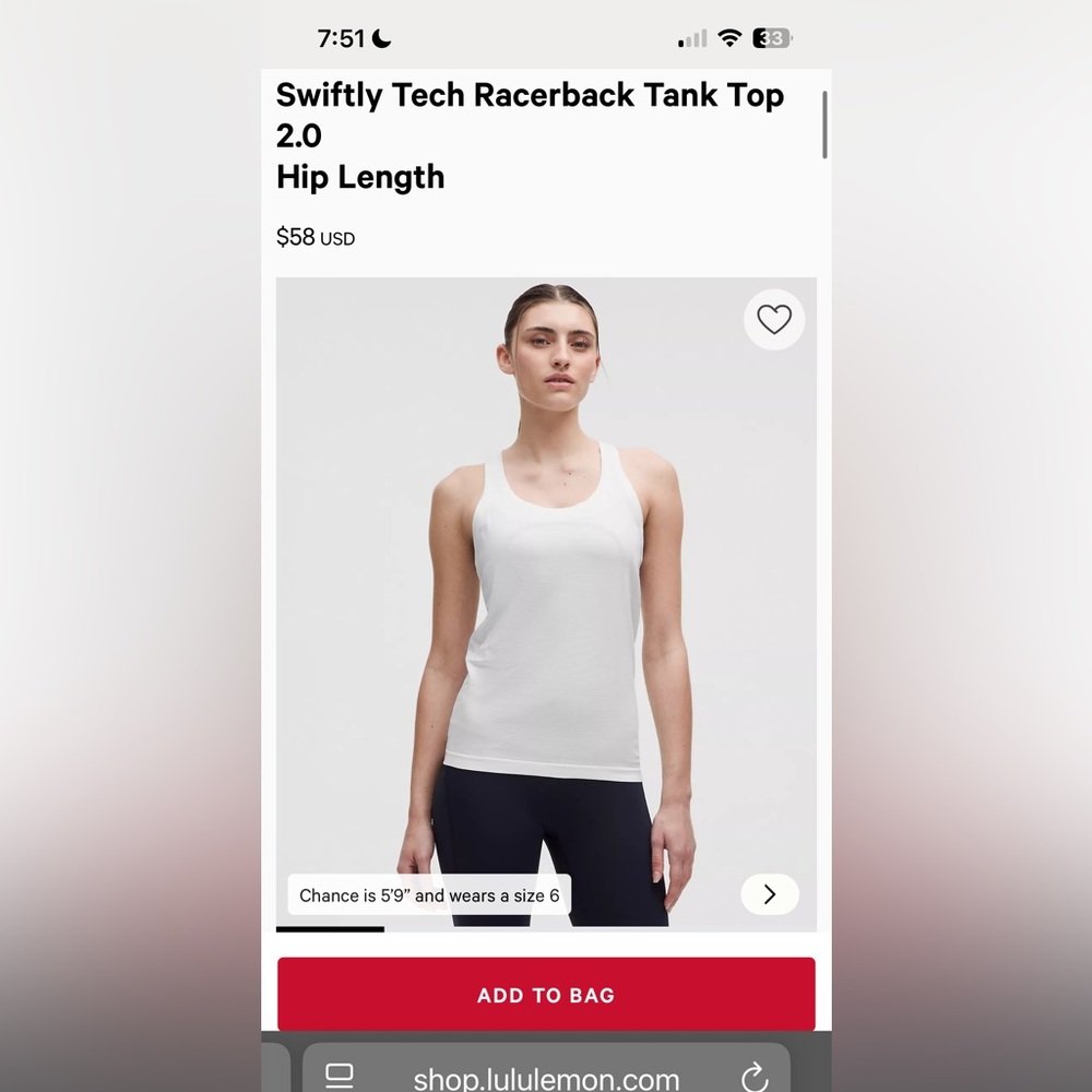 Lulu lemon Swiftly Tech Racerback Tank Top
Hip Length